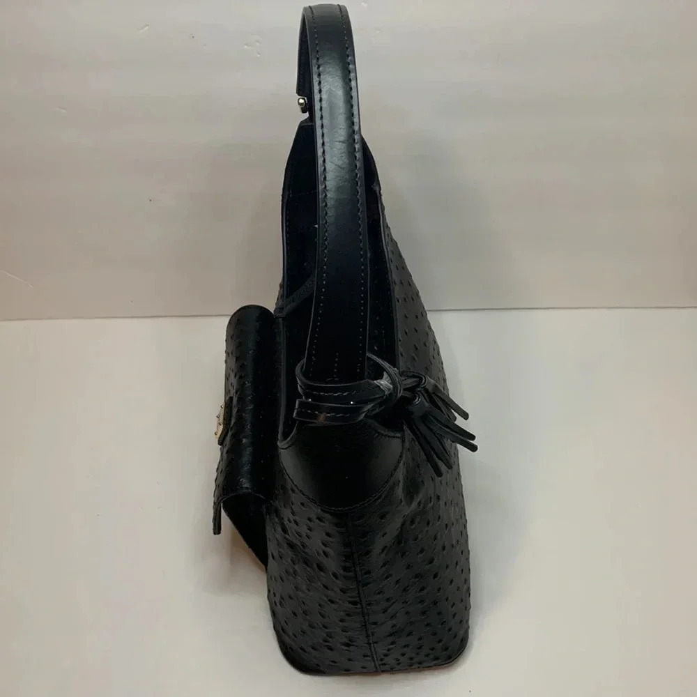 Dooney Bourke Shoulder Bag Hobo Ostrich Leather Black NWT - Picture 5 of 12